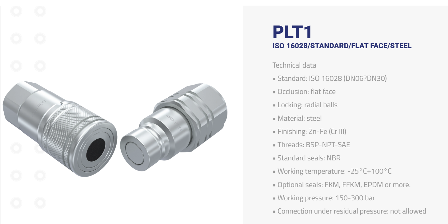 DNP PLT1 ISO 16028 steel quick coupling